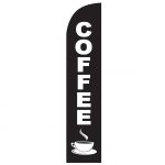 Coffee Black & White Feather Flag